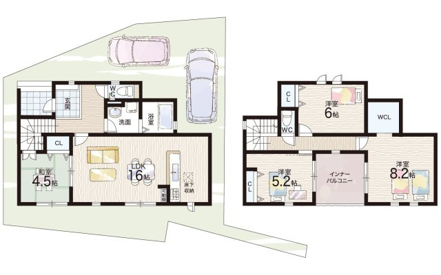 泉佐野市上瓦屋　第1期　新築一戸建ての間取り|1号地