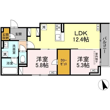 D-ROOM 分梅の間取り