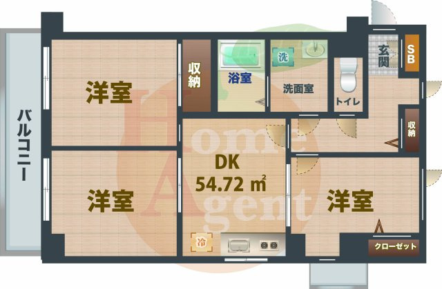 【間取り】 | サムズコート | 3DKのお部屋です。