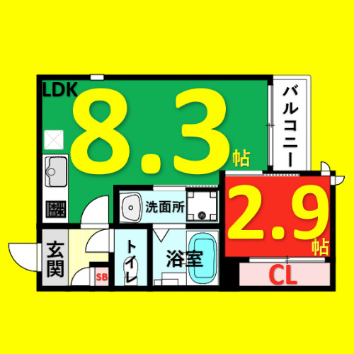 G-smart笠寺　名古屋市賃貸　仲介手数料無料の間取り