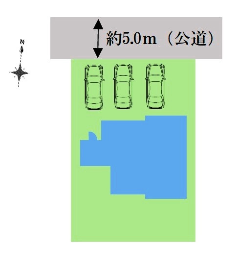 所沢市中新井4丁目・全1棟　新築一戸建　～LDK17帖～の区画図|カースペース並列3台・整形地・土地面積195.55平米（約59.15坪）