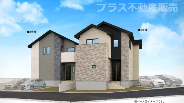 【外観】 | 春日市白水池1丁目1期　1号棟（全2棟）【仲介手数料無料・0円】 | 完成イメージの外観パースです。