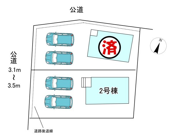 【同施工物件ご案内可能】みよし市莇生町小金下　全2棟の区画図|全体区画数｜全2棟
◆駐車並列3台可能！(但し、車種による)
◎まずは、お気軽にお問い合わせください。現地を案内しながら周辺環境も見て頂けます。　　　　　　　　　　　　　　　　　　　　　　　　　　　　