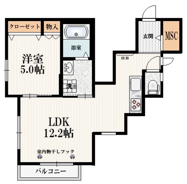Maison　Relierの間取り|南向きの角部屋です