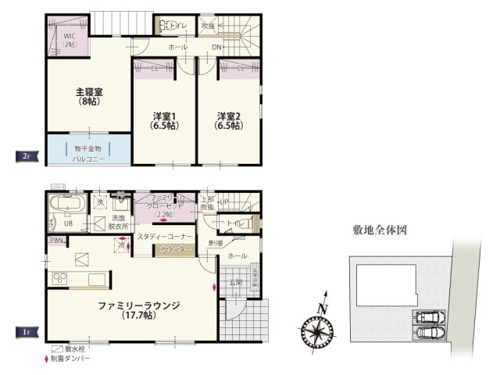 【間取り】 | LDKは南向きで明るく過ごしやすい部屋。キッチンから部屋全体が見渡せるので、お子様を遊ばせていても安心です♪スタディーコーナーはカウンター付き。リビングで家族の気配を感じながら安心して宿題もできそう！