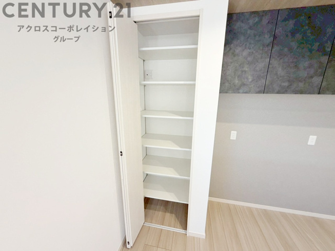 可動棚により収納レイアウトを自在にカスタマイズ。季節物や背の高い物も収まり、空間を有効活用できる使い勝手の良い収納です。
