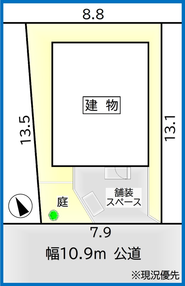 手稲区前田4-12　古家付土地の土地図|敷地南西向きで日当り良好♪