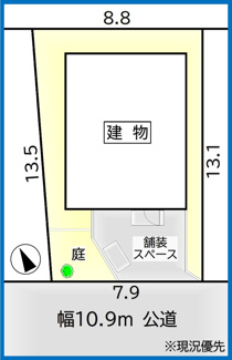 【土地図】 | 手稲区前田4-12　古家付土地 | 敷地南西向きで日当り良好♪