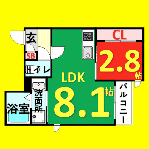 Grandtic Smart 山王　名古屋市賃貸　仲介手数料無料の間取り