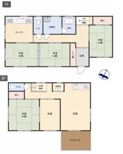 野田市三ツ堀　中古戸建　昭和63年築の間取り|1階2階トイレ完備♪
6DKと、とっても広いご住宅です♪