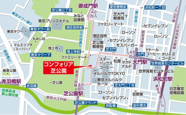 【地図】コンフォリア芝公園