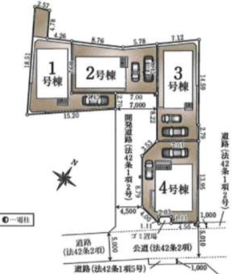 【仲介手数料無料】清瀬市下宿第１６全４棟４号棟　清瀬の不動産なら西武ハウジングの区画図