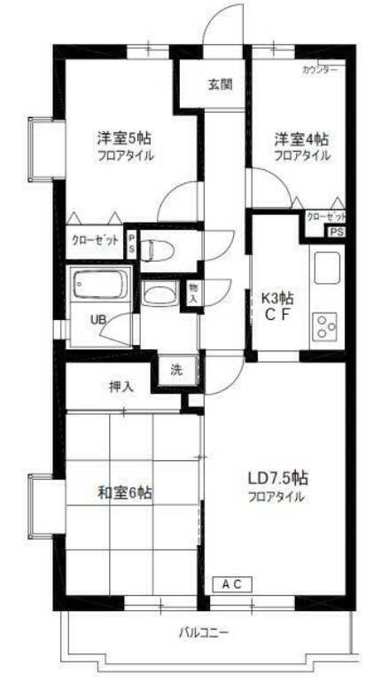 グレース桜新町　ペット相談　和室　角部屋の間取り