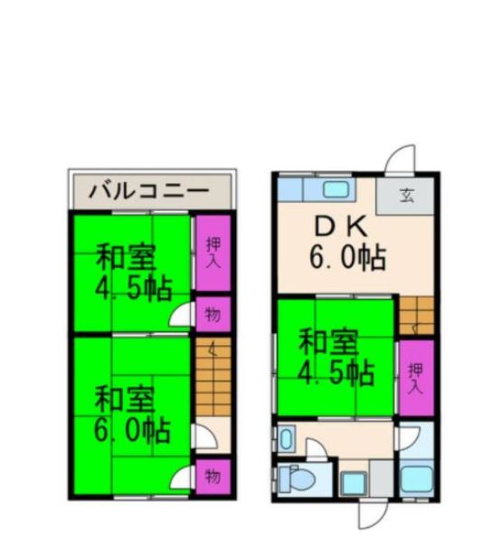 【間取り】 | 別所中の町テラスハウス