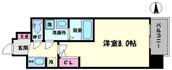 プロシード心斎橋東ヴァンターレの間取り|プロシード心斎橋東ヴァンターレ　開放感ある間取り