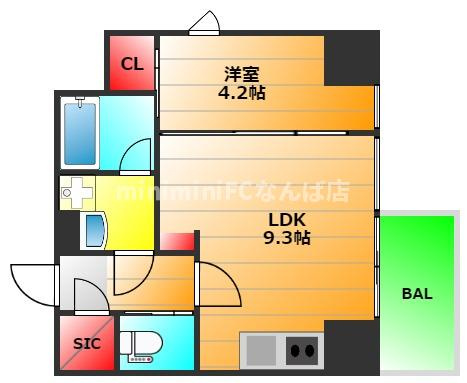 シーズンフラッツ大手前の間取り|現状有姿