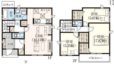 【新築戸建】　いわき市錦町花ノ井3期の間取り|4号棟の間取り図です。ご参照ください。