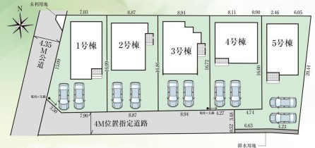 【新築戸建】【オール電化】　いわき市錦町花ノ井3期　全5棟の区画図|区画図です。ご参照下さい。