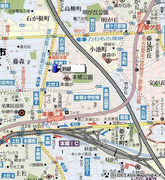 洞邸の地図