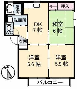 バリュージュヤシマ Ｃ棟の間取り