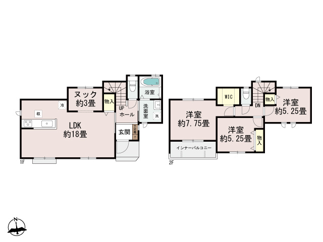 ＋＋沖縄市知花１丁目－B号棟（全5棟）の間取り