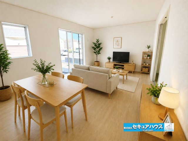 【今からご案内可能】東浦町大字生路　全4棟の居間・リビング|【LDK】
◆日当たりが良く温かい広々リビングは家族の団らんスペースになります。