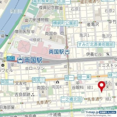 墨田区緑２丁目の賃貸マンションの地図