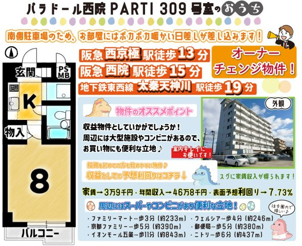 パラドール西院PART-Ⅰの間取り
