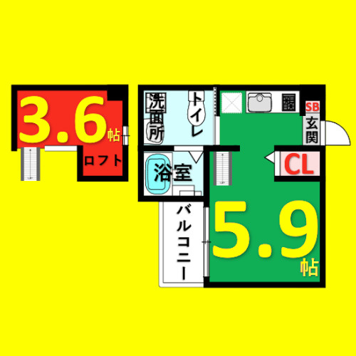 リシュテール　名古屋市賃貸　仲介手数料無料の間取り