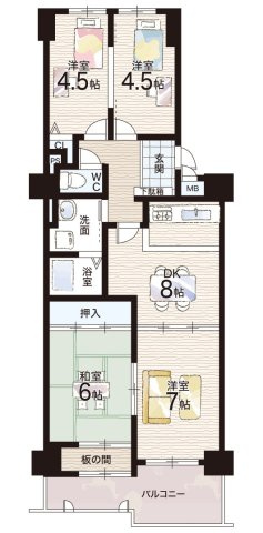 シャルマンコーポ伊丹の間取り|4ＤＫ