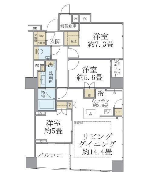 千代田区二番町の賃貸マンションの間取り
