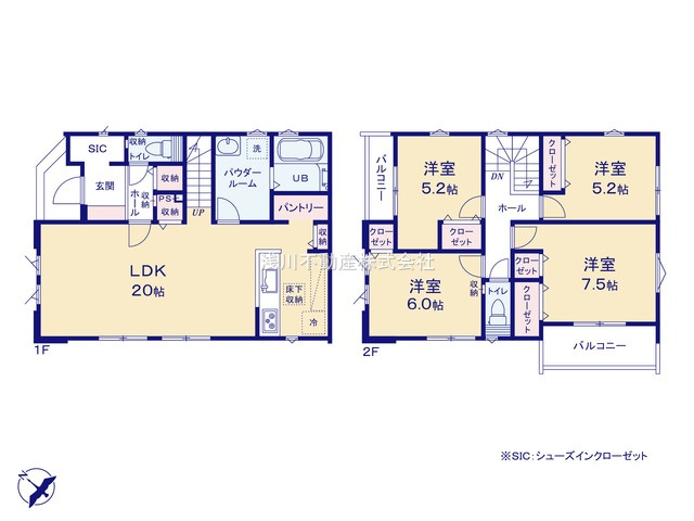 八王子市　絹ケ丘　新築一戸建て　１２期の間取り|～南西向き4LDK　開放感のあるワンフロアリビングの間取り～