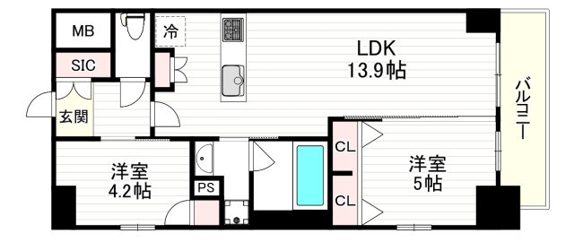 スプランディッド上本町WESTⅡの間取り