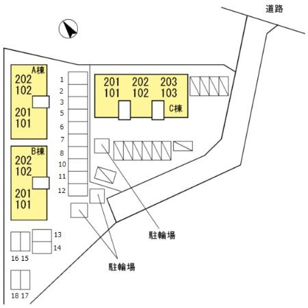 グレイス　B棟 B-の区画図