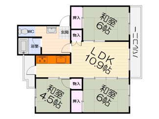 【間取り】 | 上野芝A団地2号棟