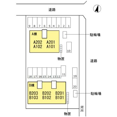 セジュールアサヒ　B棟の区画図