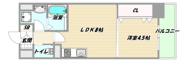 大阪市淀川区宮原２丁目の賃貸マンションの間取り