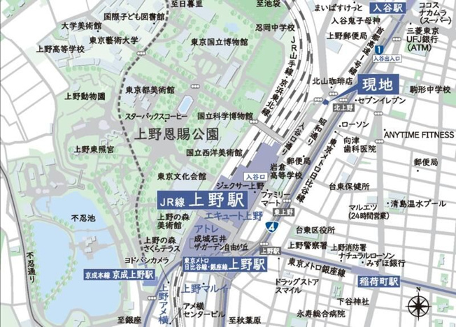【地図】ルフォンプログレ上野公園