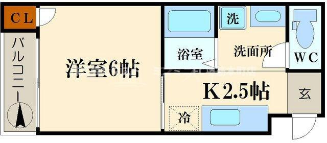 大阪市中央区南久宝寺町１丁目の賃貸マンションの間取り|反転、東向き