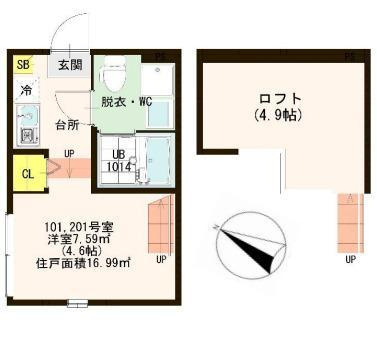 江戸川区平井７丁目のアパートの間取り