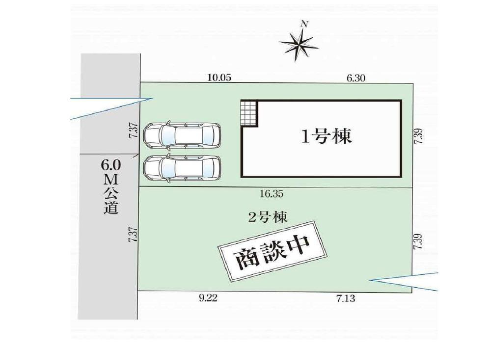 【GRAFARE　ZEH水準仕様】東大和市南街７期の区画図|カースペースは並列2台駐車可能。