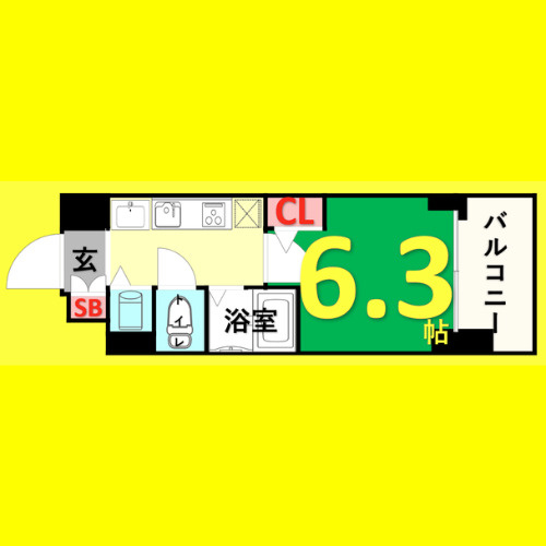 プレサンスSAKAEリバースタイル　名古屋市賃貸　仲介手数料無料の間取り