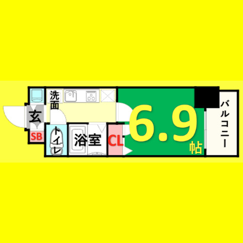 プレサンスSAKAEリバースタイル　名古屋市賃貸　仲介手数料無料の間取り