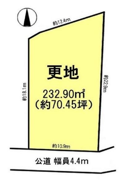 香芝市関屋の売地の土地図