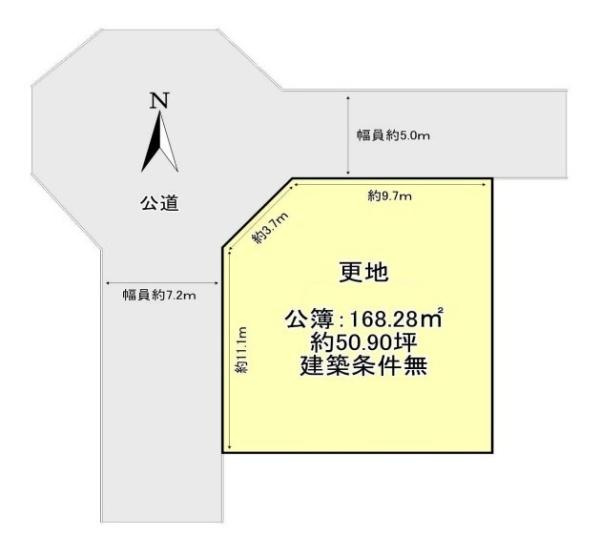 大和郡山市北郡山町の売地の土地図