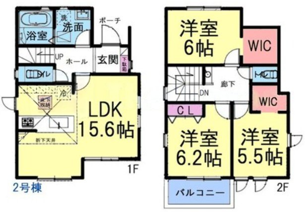 南東角地に付き開放感あり　西明石町2丁目1期　2区画　2号棟の間取り