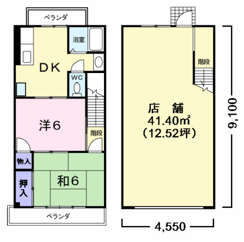牟呂外神町２０住居付店舗の間取り