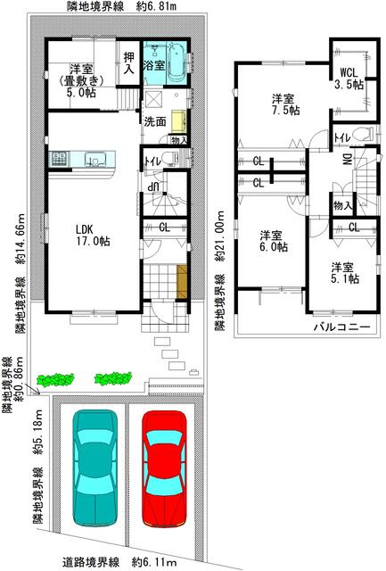 【トーヨーホーム売主/売建】前飛保町寺町ⅡＡ分譲の間取り|4ＬＤＫ+ＷＩＣ