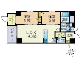 福岡市中央区大手門３丁目の賃貸マンションの間取り|間取り図