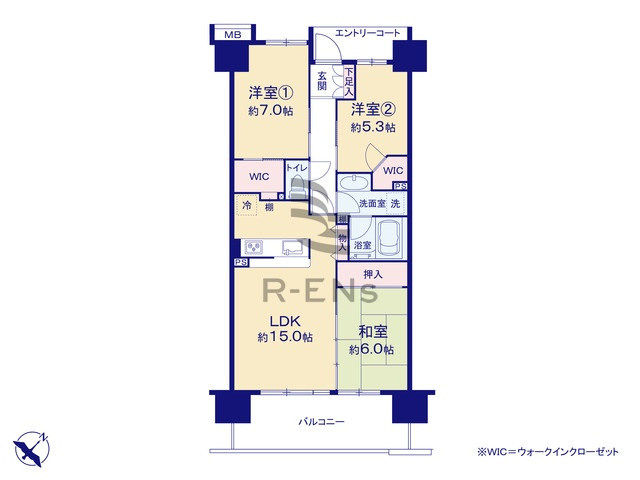 【間取り】 | パークウエスト東京イーストブロック　C棟 | 南東向きのため採光に優れ、心地よい暮らしを演出します